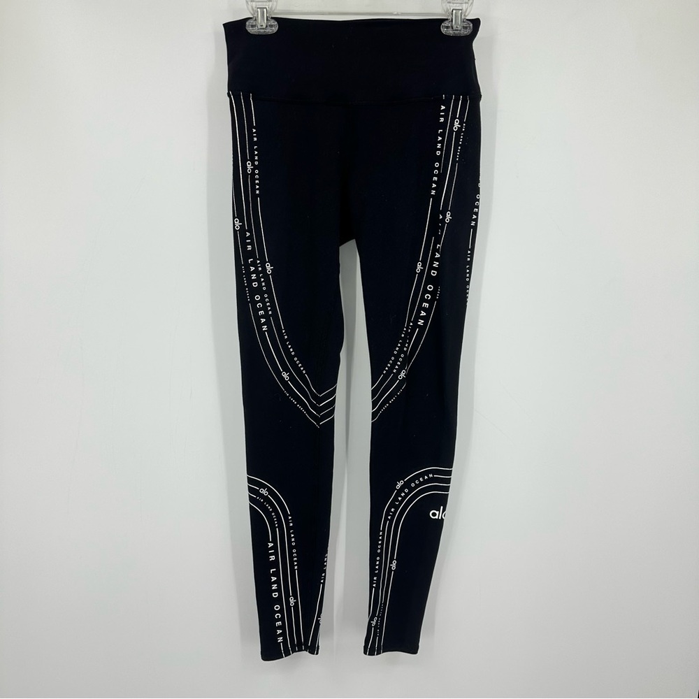 Alo Yoga High Waist Radius Leggings Black White Womens XS | S593